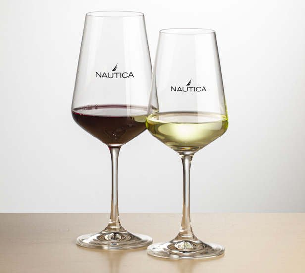two crystal stemmed wine glasses