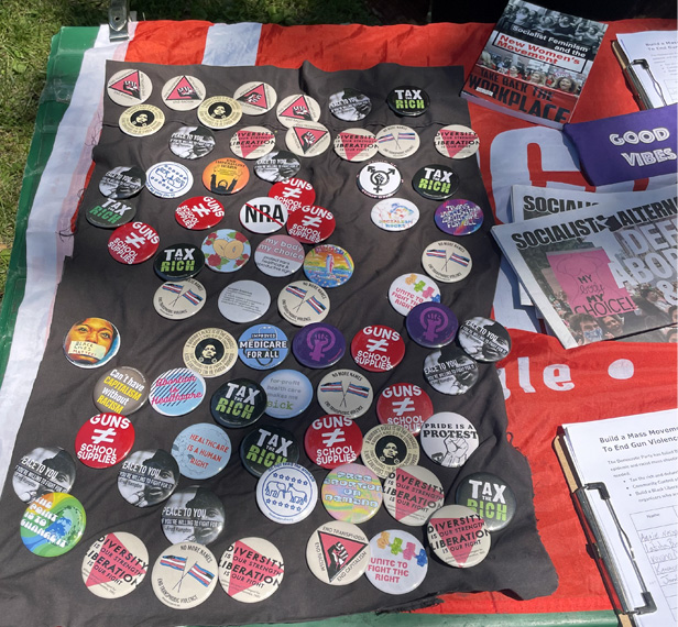 table of buttons