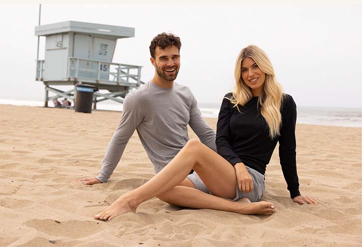 Young couple lounging on the beach