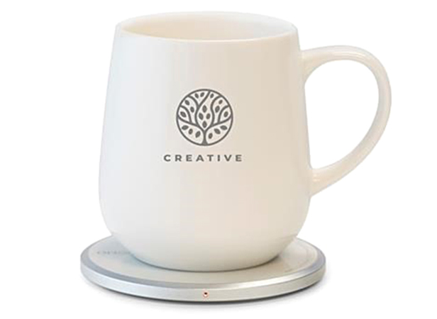 self-heating coffee cup, white