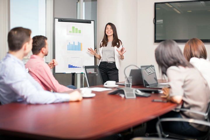 woman giving presentation