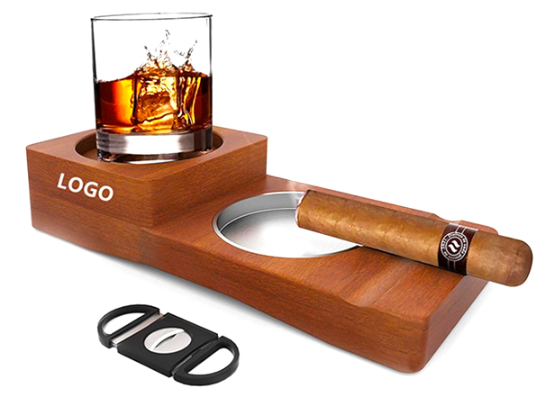 Whiskey Glass Tray and Cigar Holder