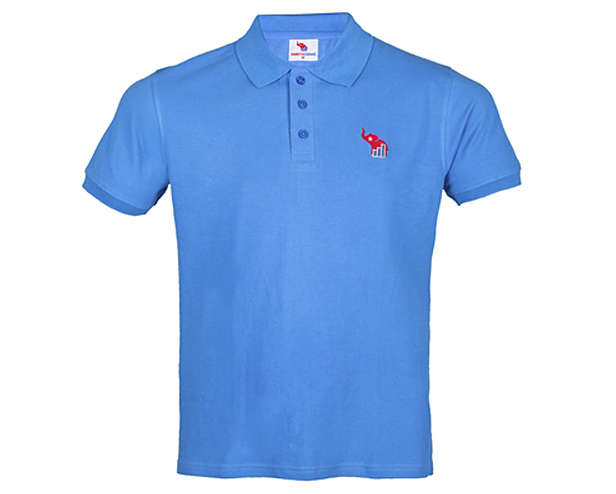 blue polo shirt