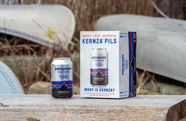 Kernza pils beer can and box