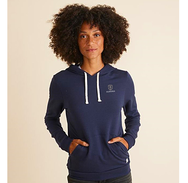 woman wearing navy blue hoodie