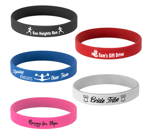 silicone bracelets, assorted colors