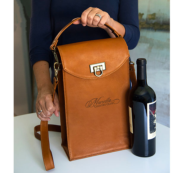 leather wine tote