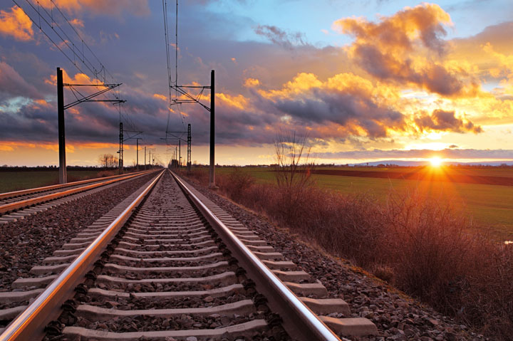 railroad at sunset