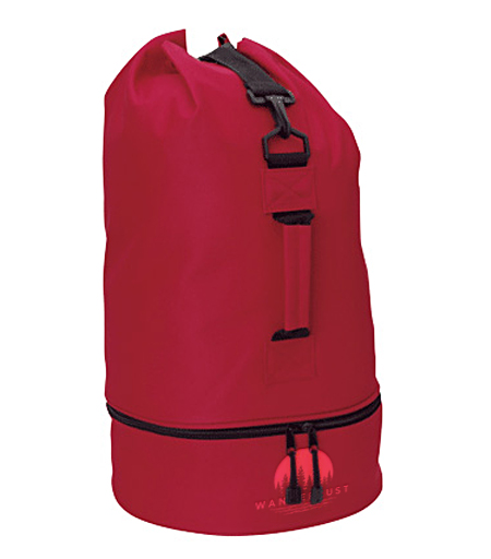 red cylinder-shaped gym bag