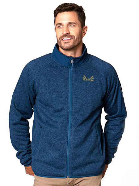 man wearing blue fleece jacket