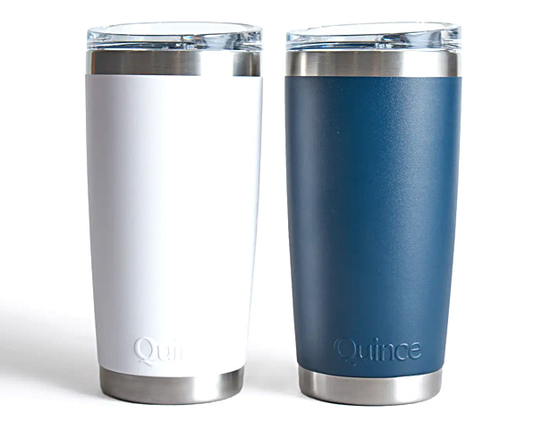 white and blue tumblers