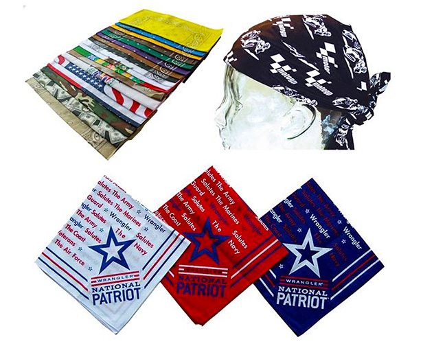 custom bandannas, assorted styles colors