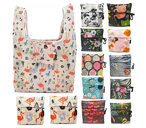 folding reusable printed shopping bags