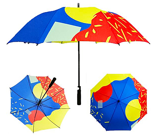 red, yellow & blue graphic printed umbrella