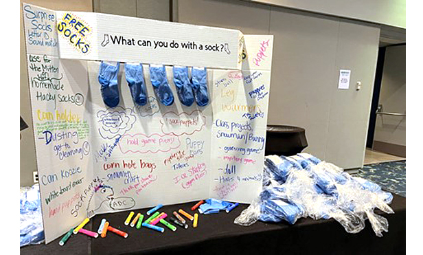 poster board with recycling ideas for socks