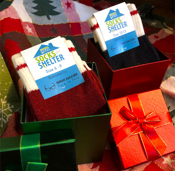 gift boxes filled with socks