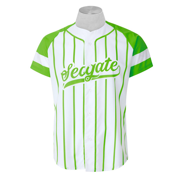 green & white striped baseball jersey