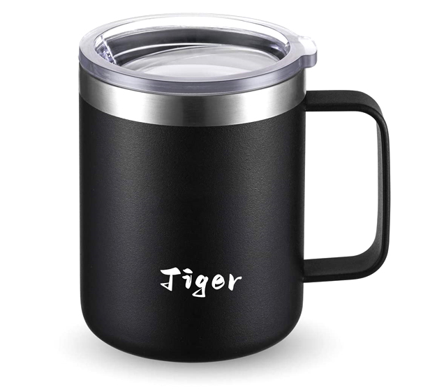 black travel coffee mug with lid