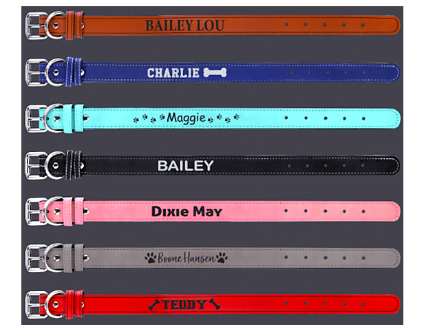 leatherette pet collars, assorted colors