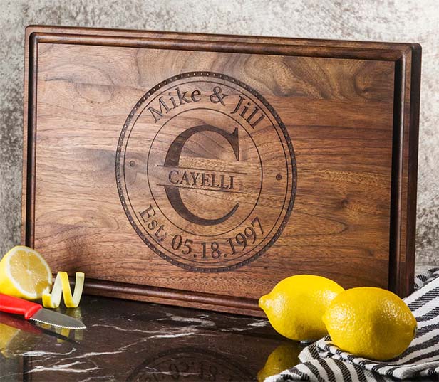 Engraved wood cutting board