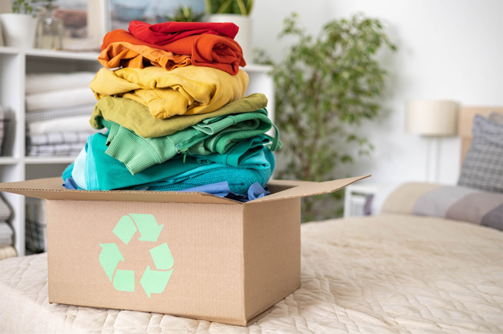 box of t-shirts for recycling