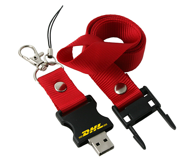 red lanyard with flash drive