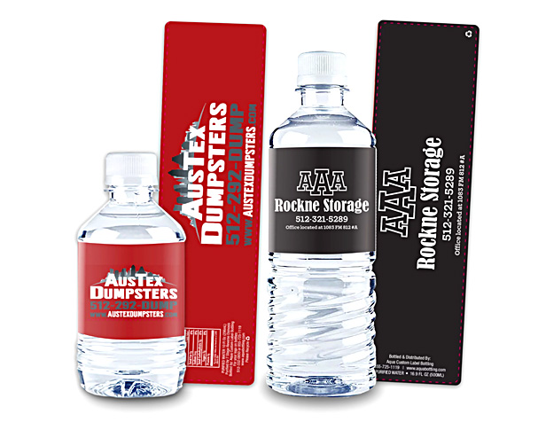 water bottles and labels