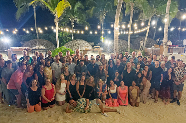 people posing at a resort in Mexico