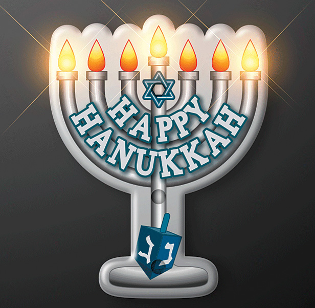 illuminated menorah pin