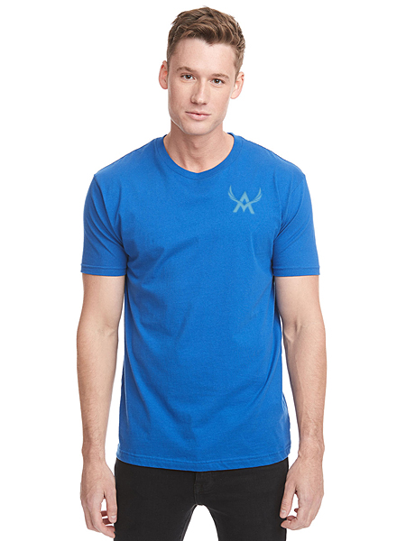 man in blue t-shirt