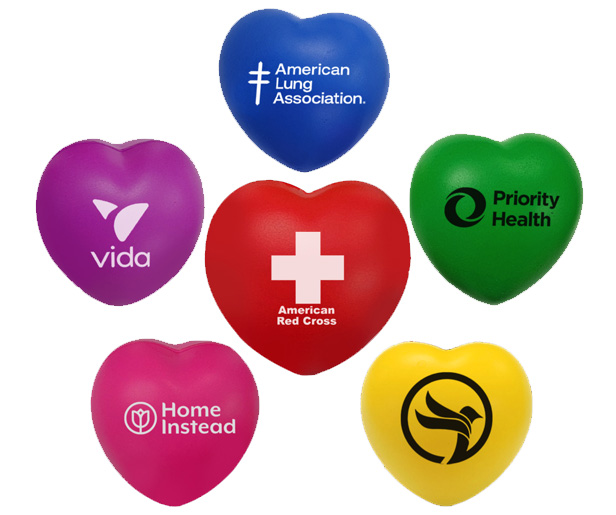 heart-shaped stress relievers, assorted colors