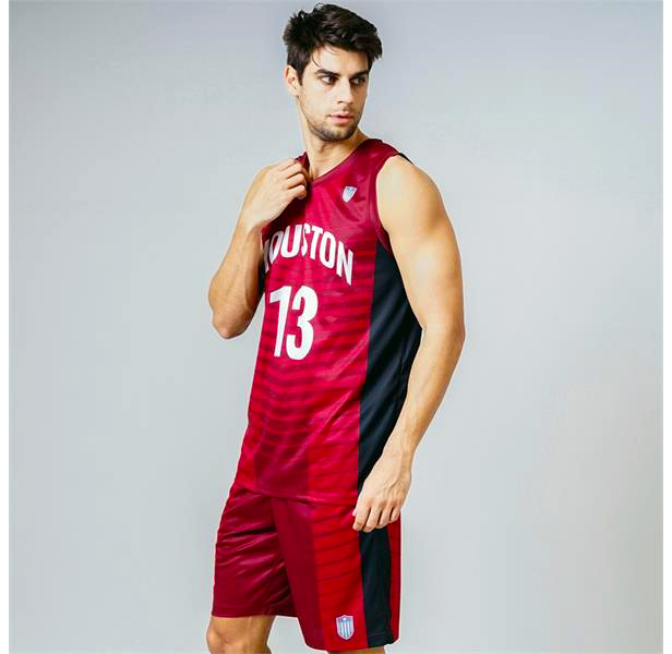 man wearing red sublimated basketball jersey