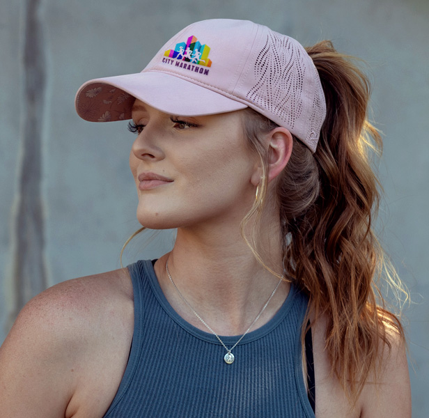 young woman wearing six-panel baseball cap