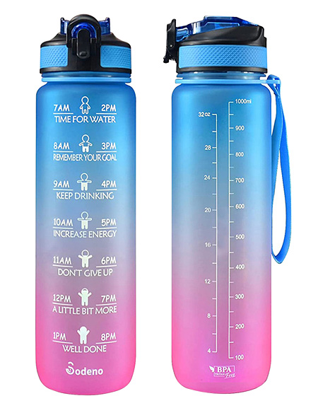 water bottle with intake tracking lines