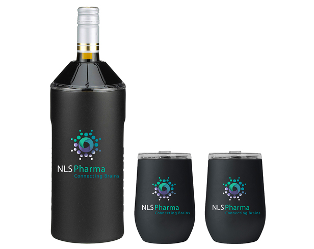 wine bottle insulator and two wine tumblers