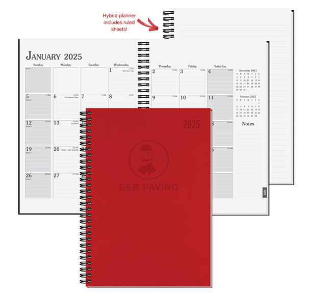 14-month hybrid planner and journal with leather-like cover