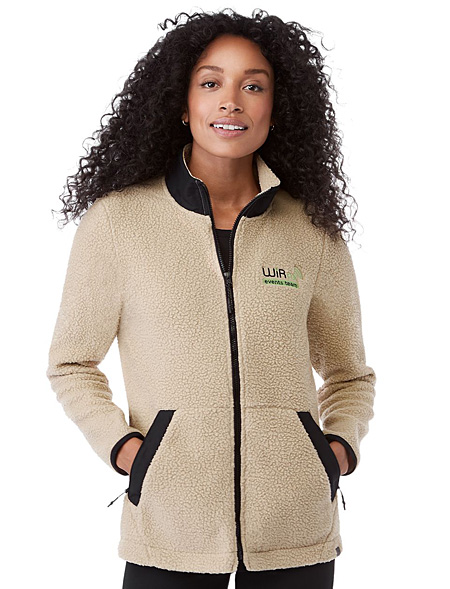 woman wearing full-zip sherpa jacket