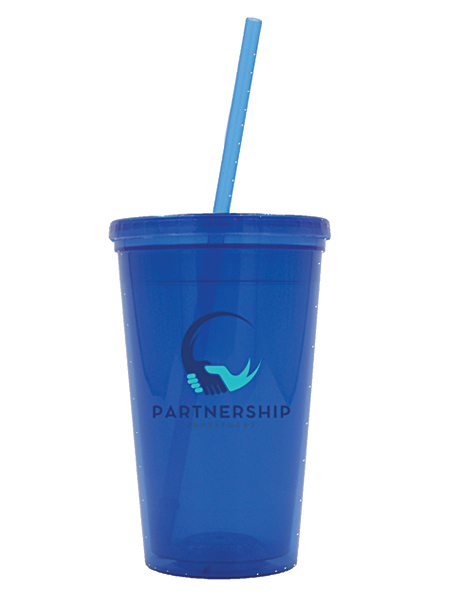 blue insulated plastic tumbler